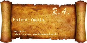 Rainer Appia névjegykártya